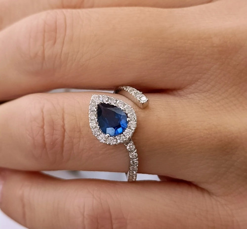 Anello zaffiro goccia blu - anello,