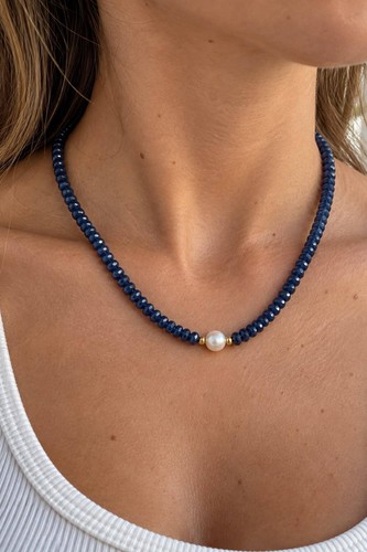 Collana zaffiro blu rondelle - collana,