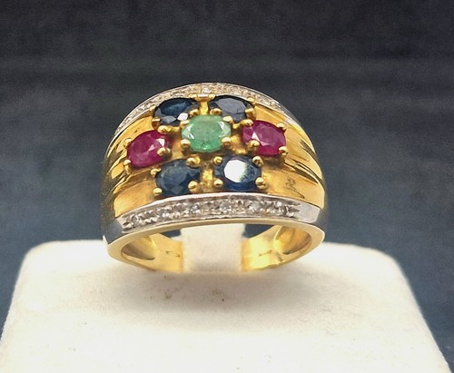 Anello smeraldo rubini - -, smeraldo,