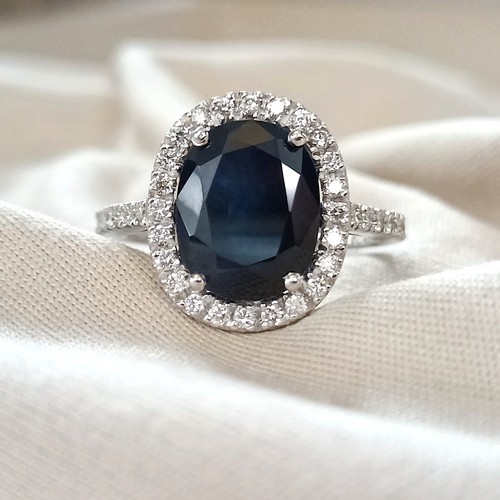 Anello con zaffiro - zaffiro, blu